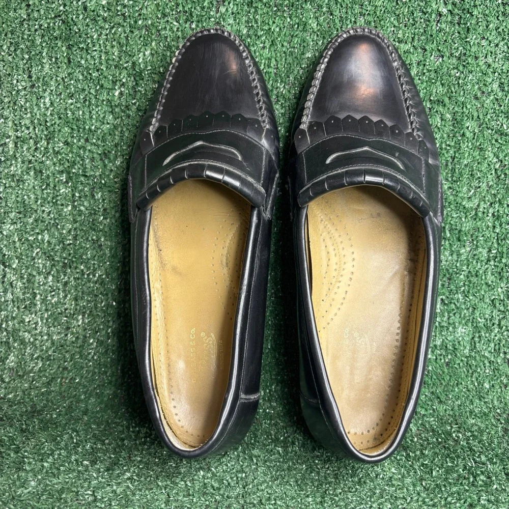 G.H. Bass Weejuns Kiltie Leather Classic Loafers Black Mens Shoes‎ Size 10.5 D